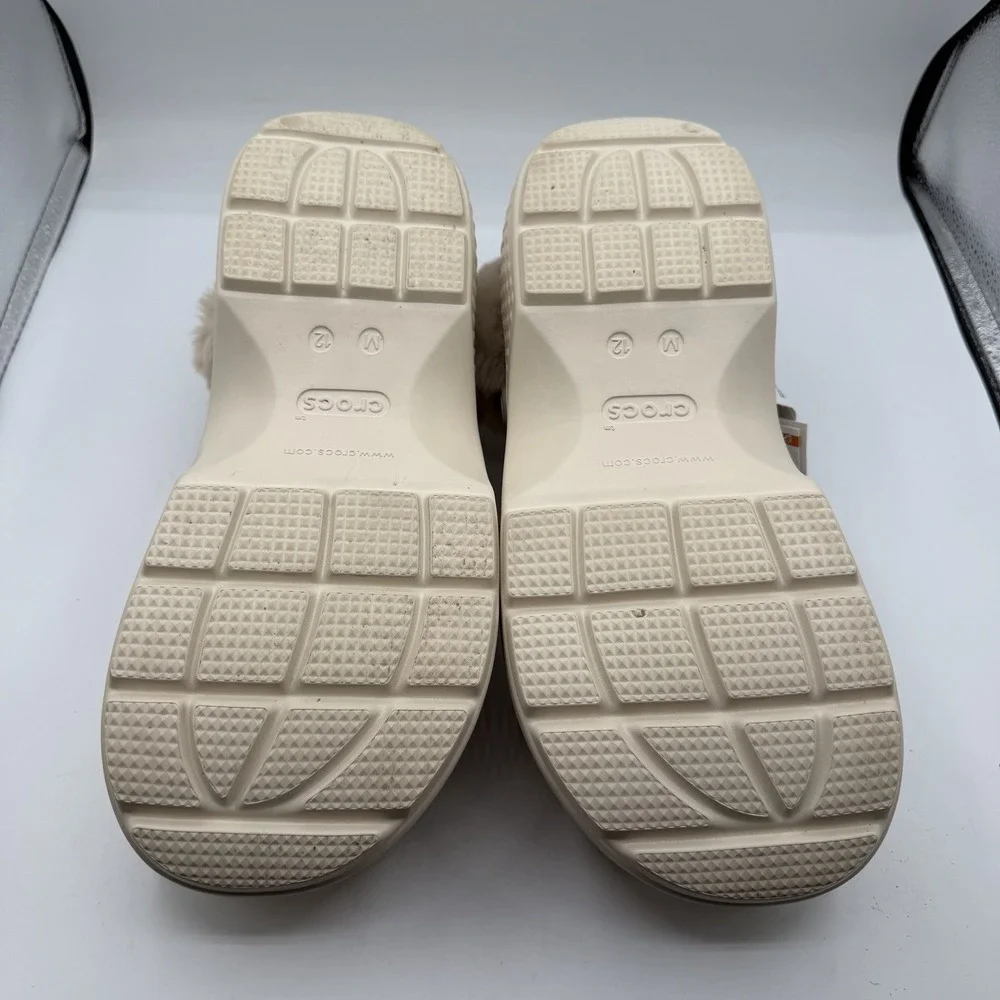 Crocs Stomp Lined‎ Clogs Mens Sz 12 Stucco Fur Lined Platform Slip On Warm Fuzzy